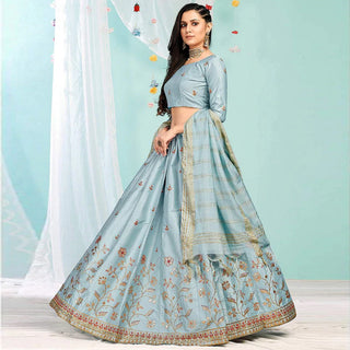 Cool Grey Gota Patti and Zari Stich Without can can work Lehenga choli ClothsVilla