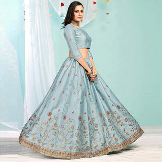 Cool Grey Gota Patti and Zari Stich Without can can work Lehenga choli ClothsVilla