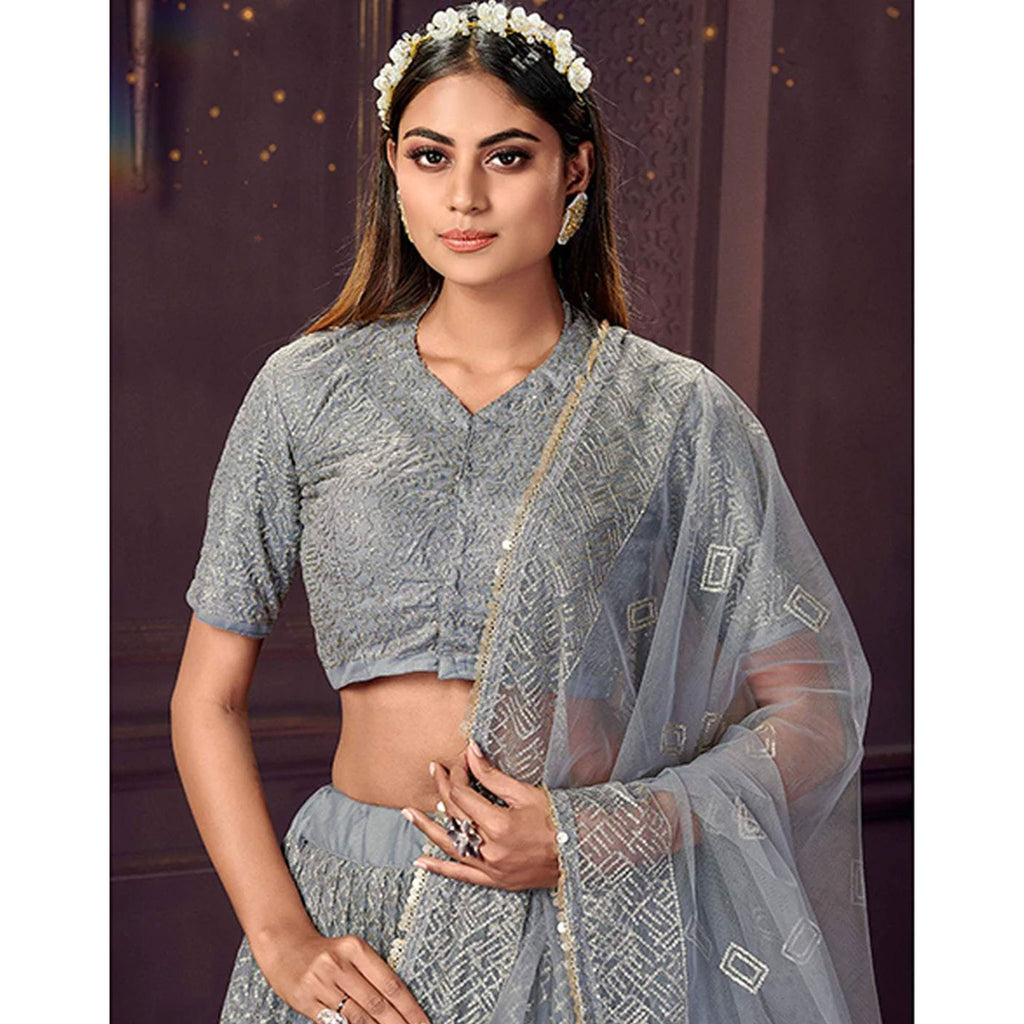 Heavy Soft Net Fabric Lehenga Choli With thread, Sequence and embroidery work ClothsVilla