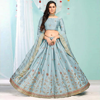 Cool Grey Gota Patti and Zari Stich Without can can work Lehenga choli ClothsVilla