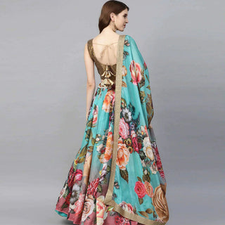 Floral Printed Lehenga with heavy sequence and thread work ClothsVilla