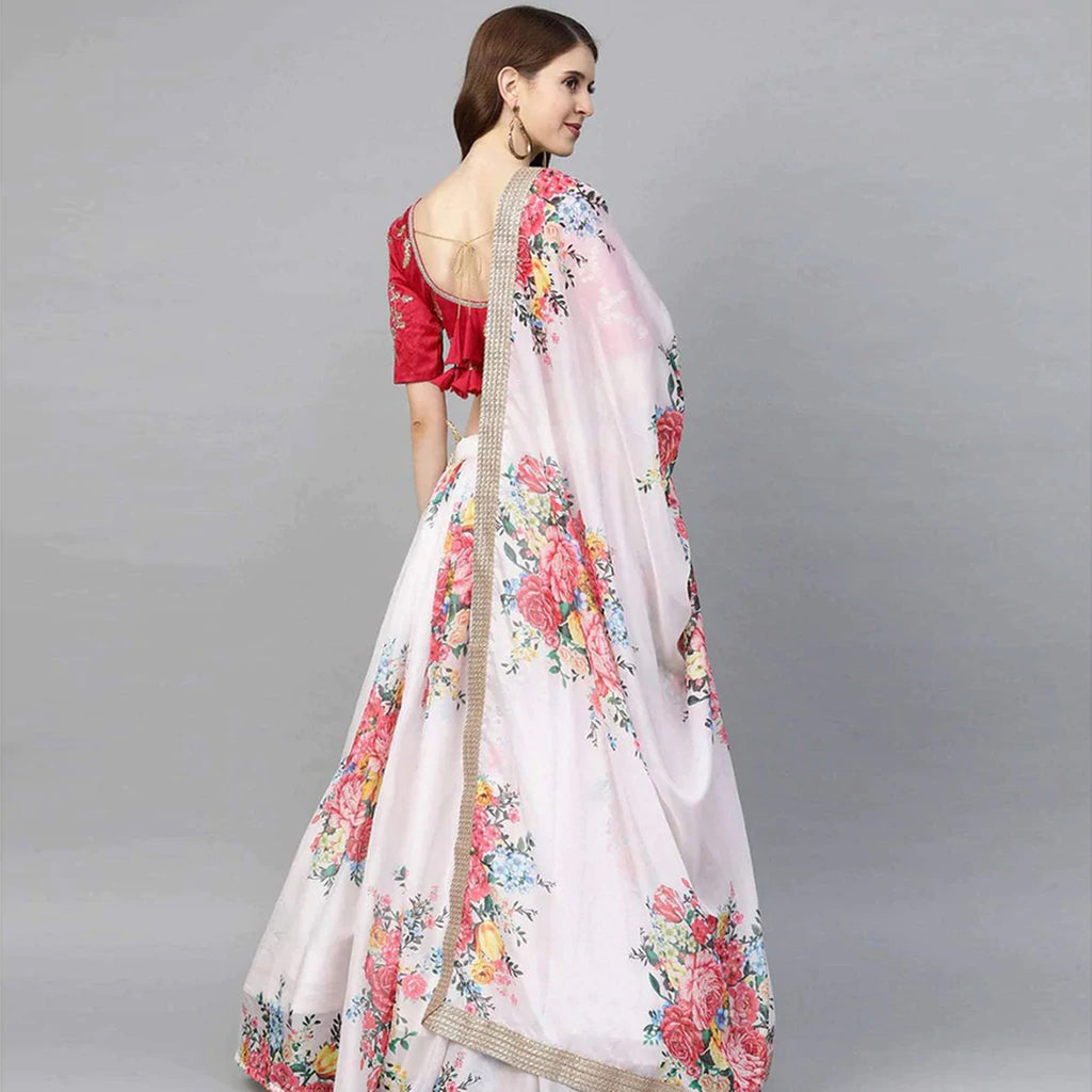 Floral Printed Lehenga with heavy sequence and thread work-C