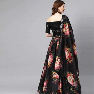 Floral Printed Lehenga with heavy sequence and thread work ClothsVilla