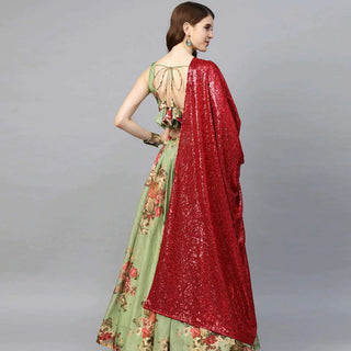 Floral Printed Lehenga with heavy sequence and thread work ClothsVilla