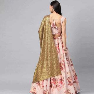 Floral Printed Lehenga with heavy sequence and thread work ClothsVilla