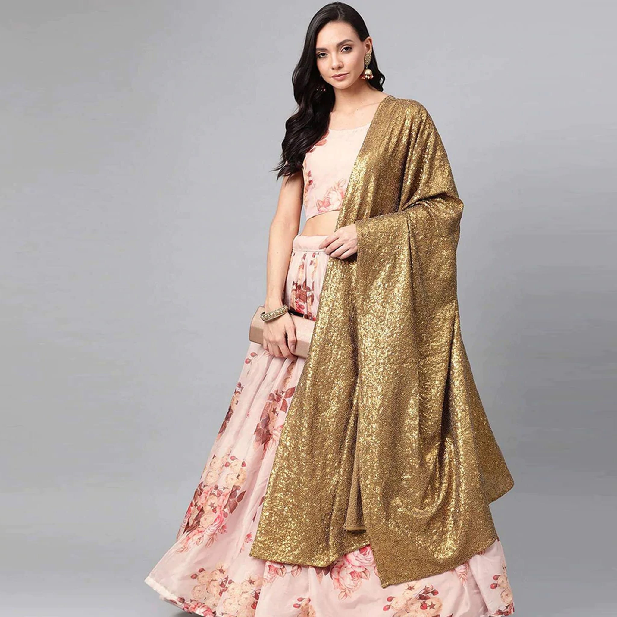 Floral Printed Lehenga with heavy sequence and thread work ClothsVilla