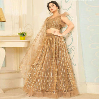 Soft Net Lehenga Choli with heavy sequins, Embroidery and Thread Work ClothsVilla