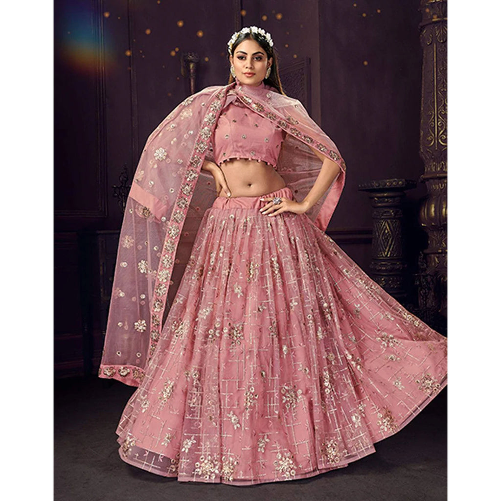 Heavy Soft Net Fabric Lehenga Choli With thread, Sequence and embroidery work ClothsVilla