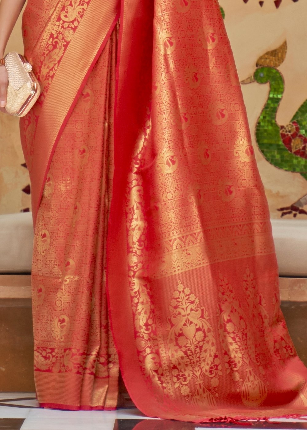 Crimson Red Zari Woven Kanjivaram Silk Saree Clothsvilla