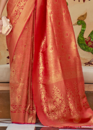 Crimson Red Zari Woven Kanjivaram Silk Saree Clothsvilla