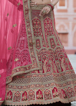 Load image into Gallery viewer, Cerise Pink Velvet Lehenga Choli Having Heavy Embroidery &amp; Hand work: Bridal Edition Clothsvilla