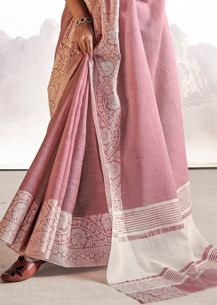 Light Lilac Purple Soft Linen Silk Saree with Lucknowi work and Sequence Blouse Clothsvilla