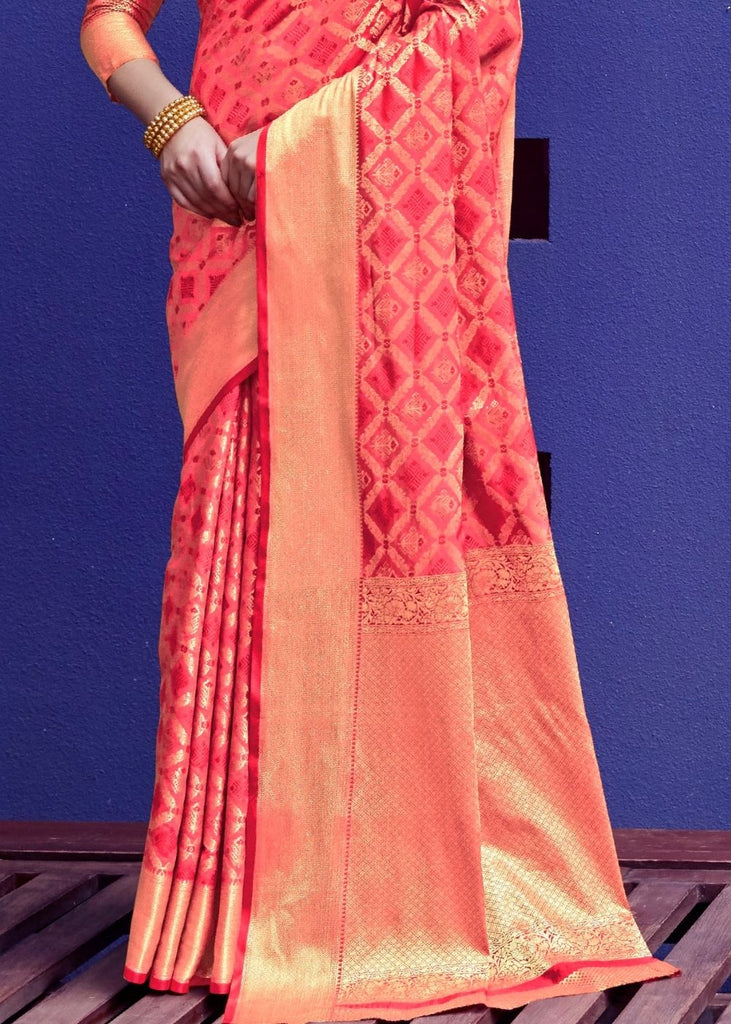 Punch Pink Woven Patola Silk Saree Clothsvilla