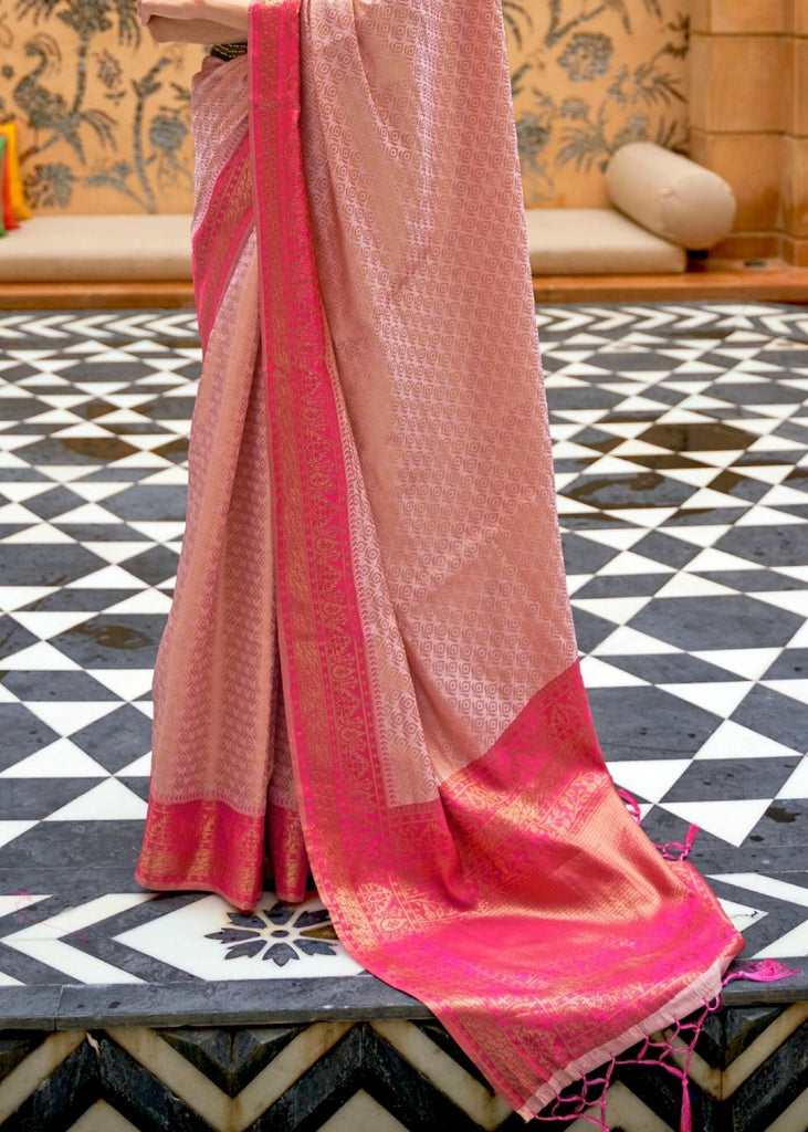 Crepe Pink Zari Woven Kanjivaram Silk Saree Clothsvilla