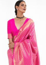 Load image into Gallery viewer, Hot Pink Kanjivaram Soft Woven Silk Saree Clothsvilla