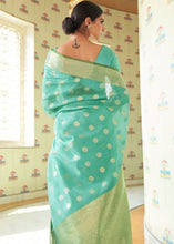 Load image into Gallery viewer, Emerald Green Zari Woven Linen Silk Saree Clothsvilla