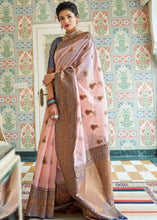 Load image into Gallery viewer, Blush Pink Woven Linen Silk Saree with Butti overall Clothsvilla