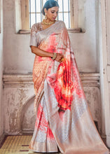 Load image into Gallery viewer, Fog Grey Printed Satin Silk Saree Clothsvilla