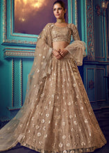 Load image into Gallery viewer, Dusky Beige Designer Soft Net Lehenga Choli with Sequin work Clothsvilla