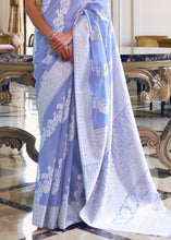 Load image into Gallery viewer, Floral Purple Lucknowi Chikankari Weaving Silk Saree Clothsvilla