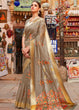 Load image into Gallery viewer, Cedar Brown Linen Silk Saree with Colorful Weaving work Clothsvilla
