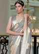 Load image into Gallery viewer, Seal Grey Banarasi-Chanderi Fusion Woven Silk Saree Clothsvilla