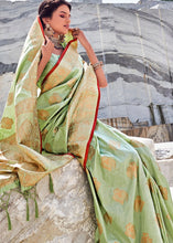 Load image into Gallery viewer, Mint Green Woven Designer Silk Saree with Butti overall Clothsvilla