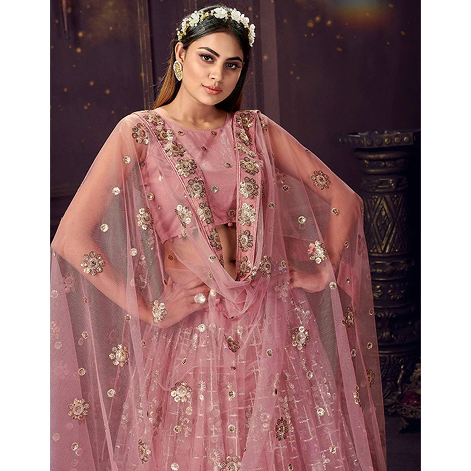 Heavy Soft Net Fabric Lehenga Choli With thread, Sequence and embroidery work ClothsVilla