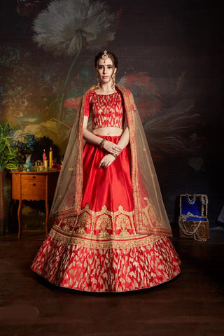 Designer Zari, Stone, Sequence Work Bridal Lehenga Choli With Dupatta Clothsvilla