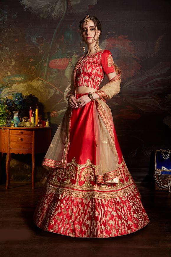 Designer Zari, Stone, Sequence Work Bridal Lehenga Choli With Dupatta Clothsvilla