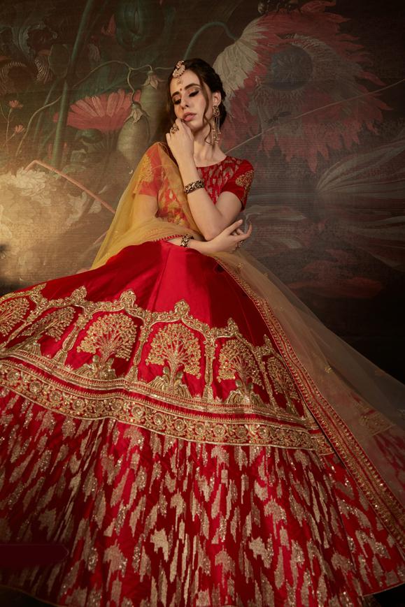 Designer Zari, Stone, Sequence Work Bridal Lehenga Choli With Dupatta Clothsvilla