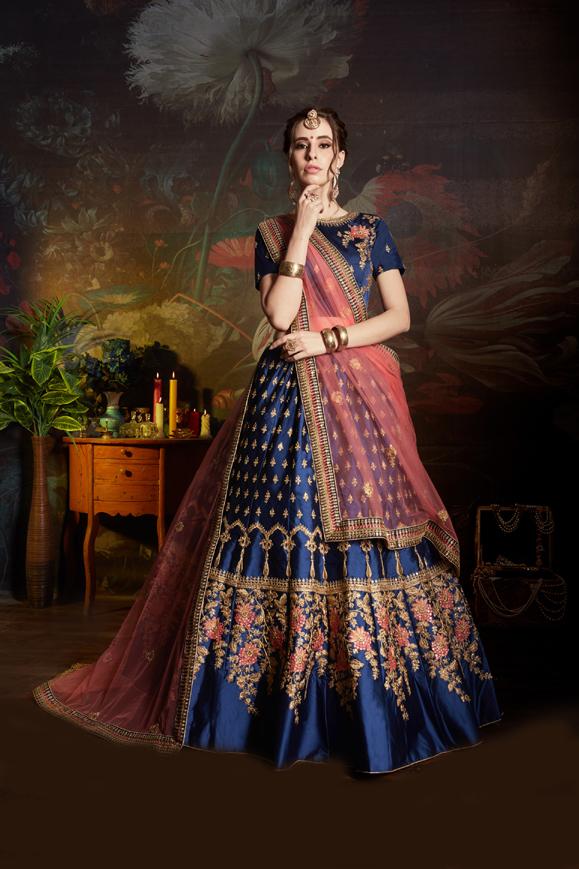 Blue Color Wedding Lehenga Choli With Dori, Sequence & Stone Work Clothsvilla