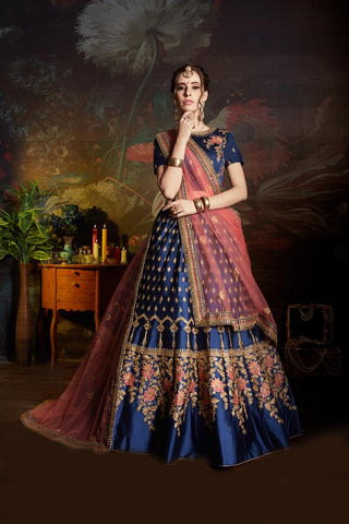 Blue Color Wedding Lehenga Choli With Dori, Sequence & Stone Work Clothsvilla