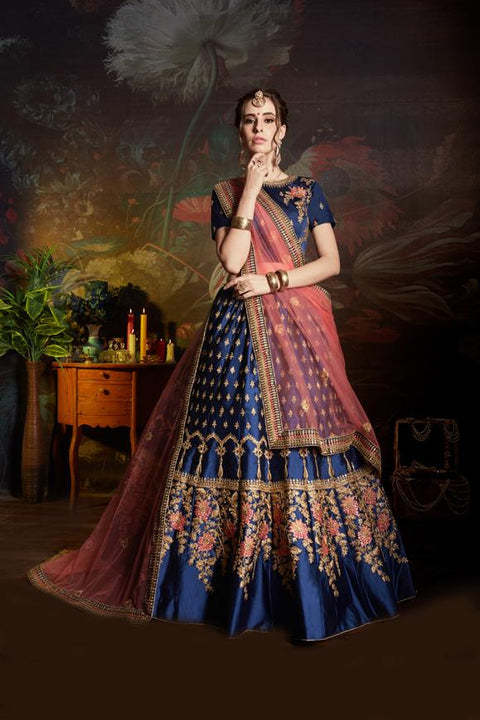 Blue Color Wedding Lehenga Choli With Dori, Sequence & Stone Work Clothsvilla Main image