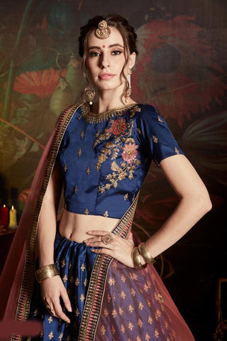 Blue Color Wedding Lehenga Choli With Dori, Sequence & Stone Work Clothsvilla