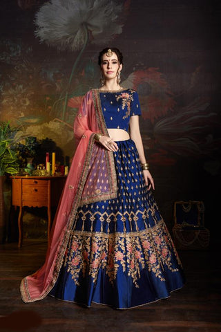 Blue Color Wedding Lehenga Choli With Dori, Sequence & Stone Work Clothsvilla
