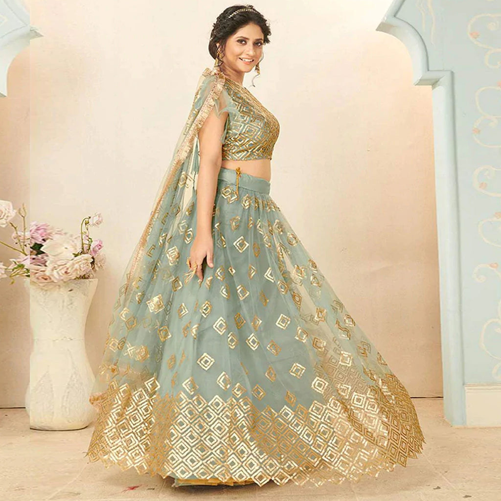 Soft Net Lehenga Choli with heavy sequins, Embroidery and Thread Work ClothsVilla