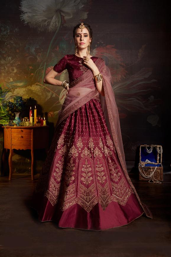 Classy Red Colored Lehenga Choli With Designer Stone, Zari, & Sequence Work Clothsvilla