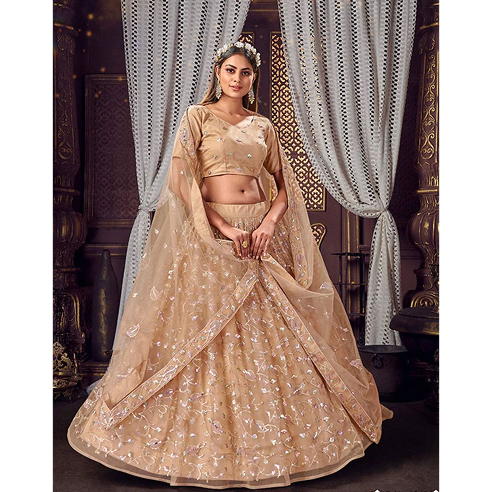 Heavy Soft Net Fabric Lehenga Choli With thread, Sequence and embroidery work ClothsVilla