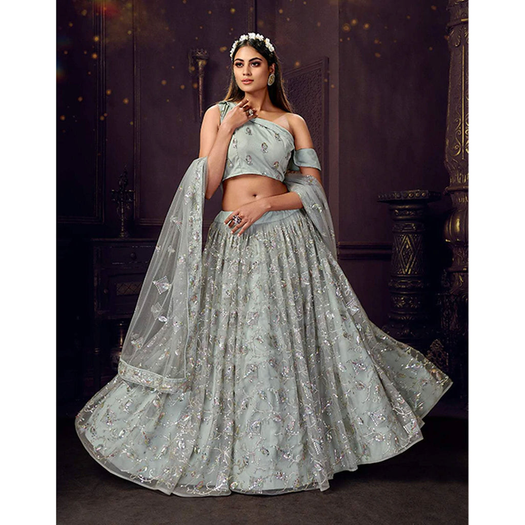 Heavy Soft Net Fabric Lehenga Choli With thread, Sequence and embroidery work ClothsVilla