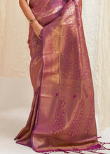 Load image into Gallery viewer, Deep Purple &amp; Golden Blend Kanjivaram Silk Saree Clothsvilla