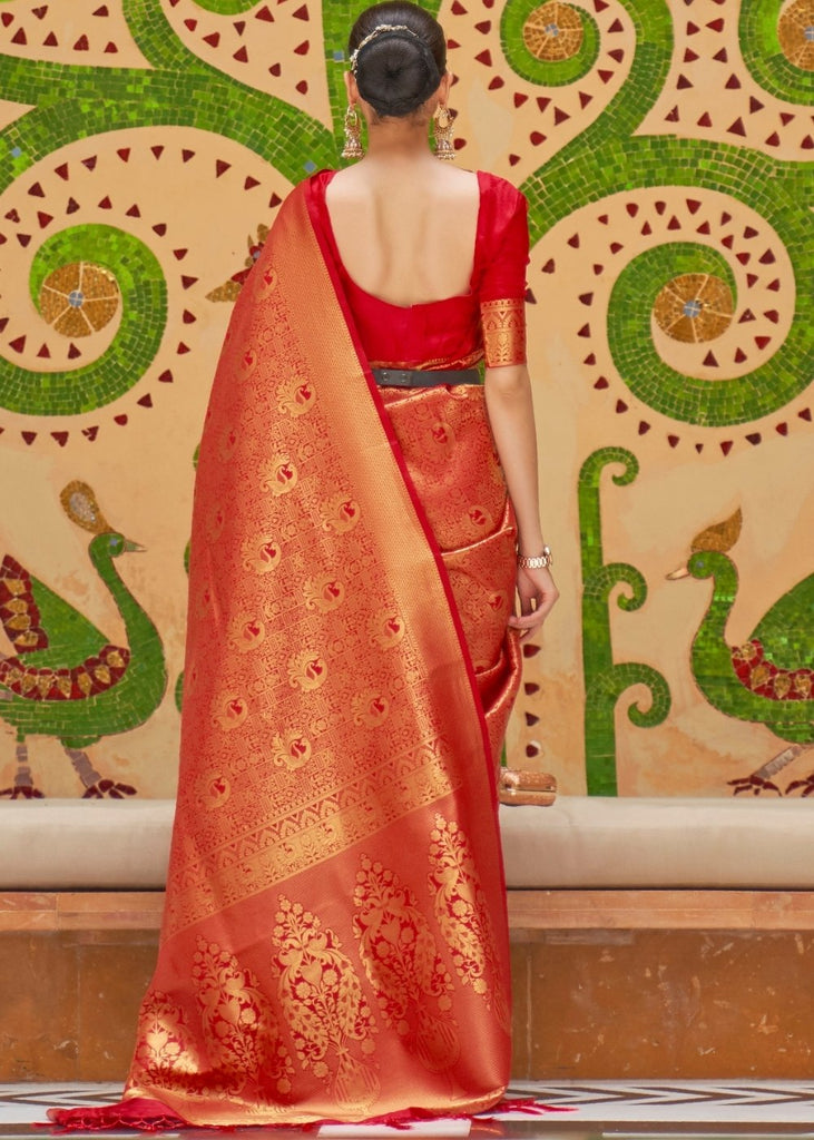 Crimson Red Zari Woven Kanjivaram Silk Saree Clothsvilla