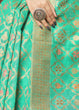 Load image into Gallery viewer, Sea Green Banarasi Cotton Silk Saree Clothsvilla