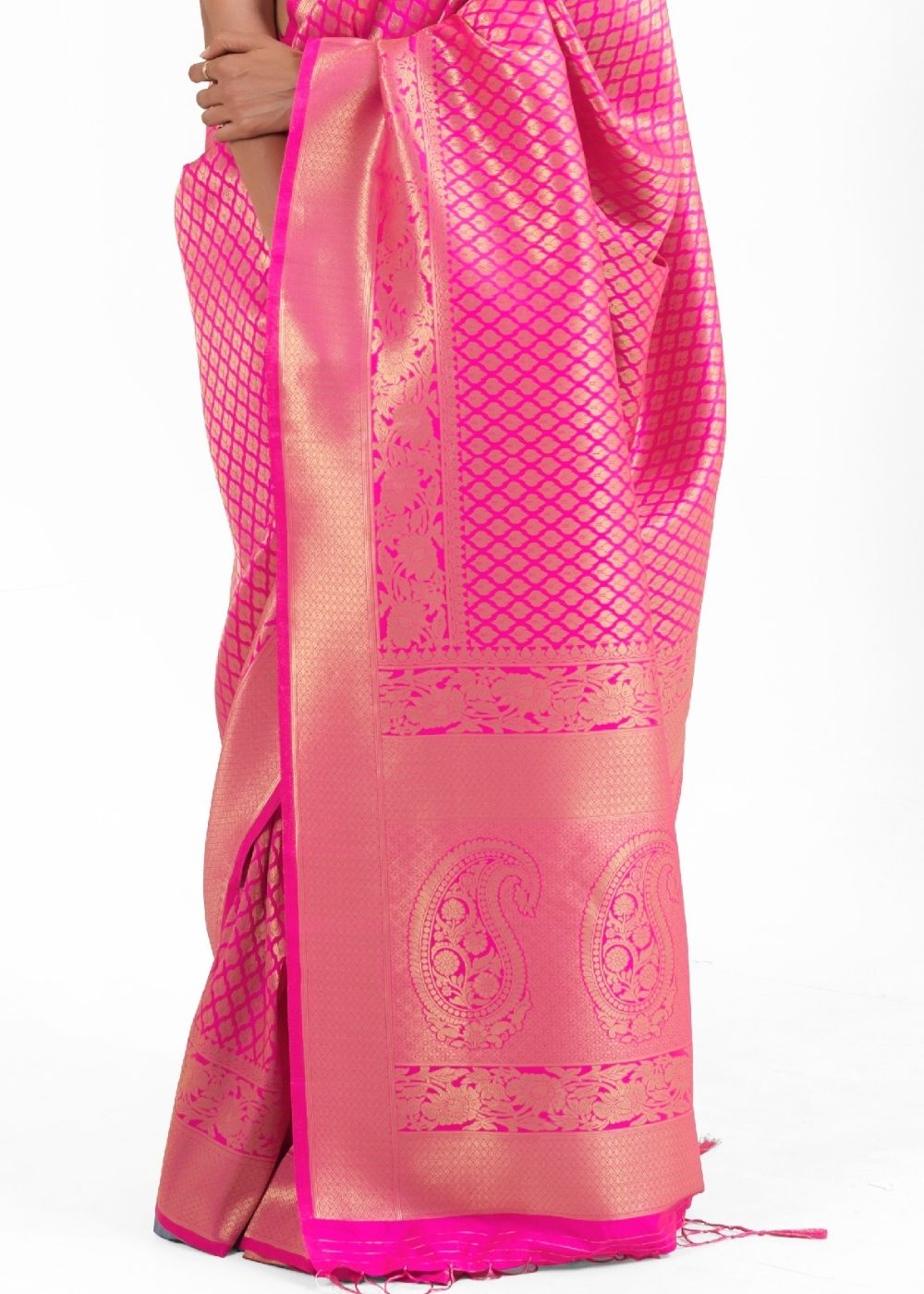 Hot Pink Kanjivaram Soft Woven Silk Saree Clothsvilla