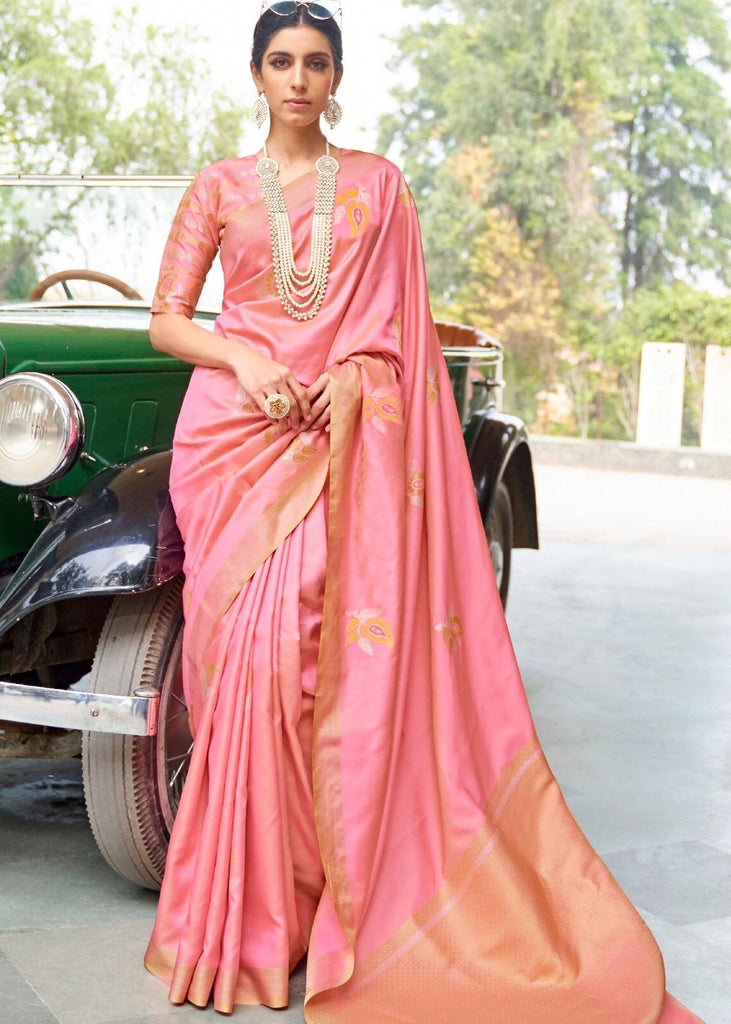 Amarnath Pink Zari Butta Banarasi-Chanderi Fusion Silk Saree" Clothsvilla