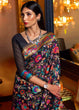 Load image into Gallery viewer, Pebble Black Banarasi Jamawar Woven Silk Saree : Top Pick Clothsvilla