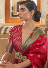 Load image into Gallery viewer, Carmine Red Woven Banarasi Tussar Silk Saree : Top Pick Clothsvilla