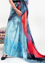 Load image into Gallery viewer, Sky Blue Digital Printed Satin Crepe Saree Clothsvilla