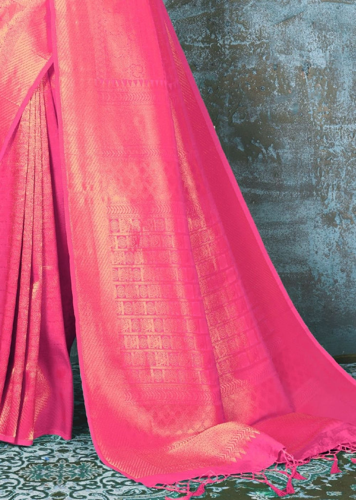 Hot Pink Handloom Weave Kanjivaram Silk Saree: Special Wedding Edition Clothsvilla