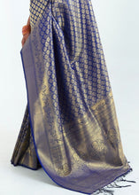 Load image into Gallery viewer, Denim Blue Woven Kanjivaram Silk Saree : Limited Edition Clothsvilla